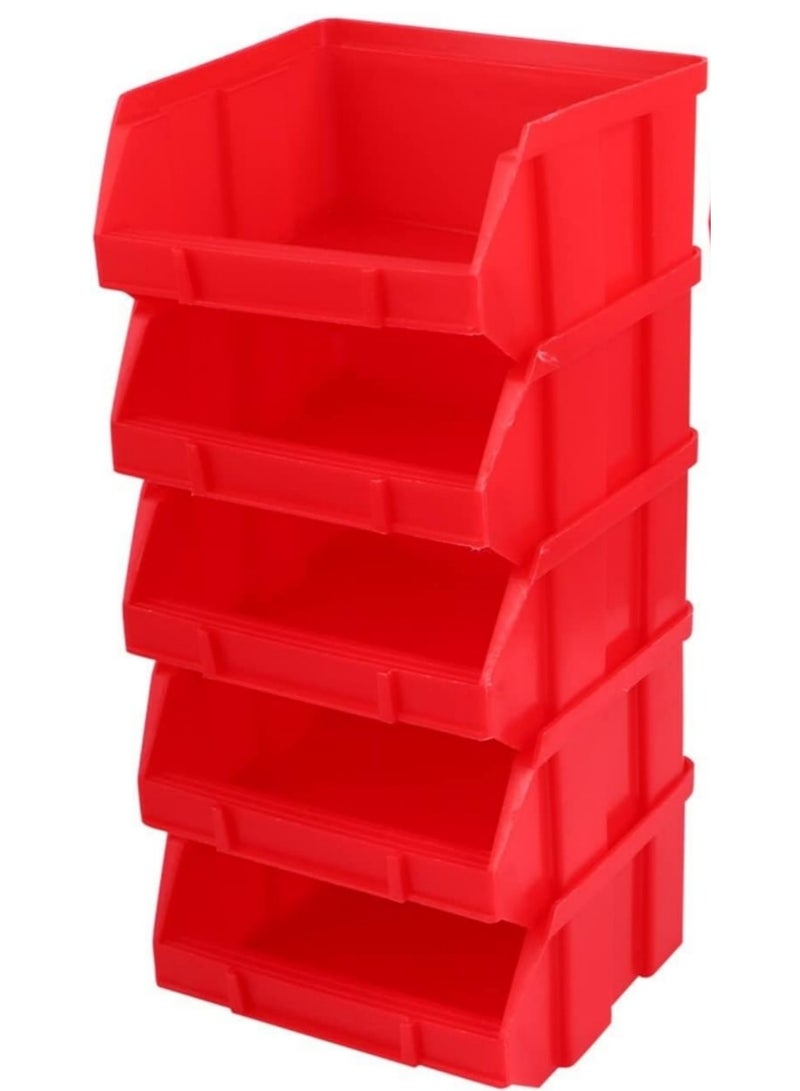 صناديق قطع بلاستيكية مفتوحة أمامية قابلة للتكديس باللون الأحمر